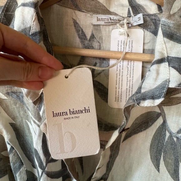 Tropical Print Sleeveless Linen Dress | Laura Bianchi | Size M - Picture 3 of 4